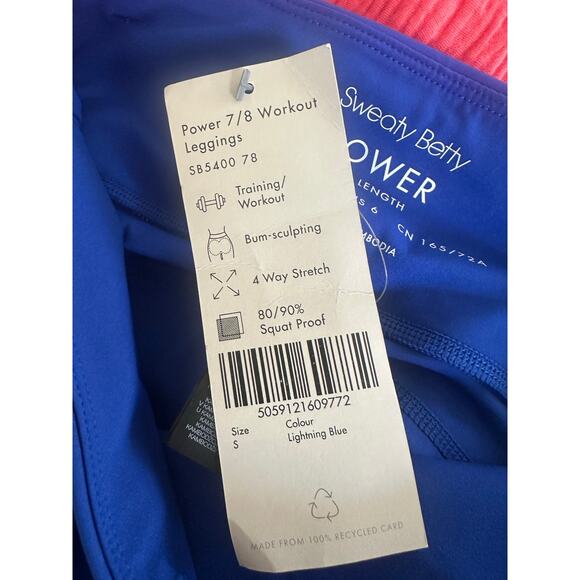 Sweaty Betty Leggings Small Lightning Blue High Rise Power 7/8 Workout Pants NWT - Picture 8 of 9